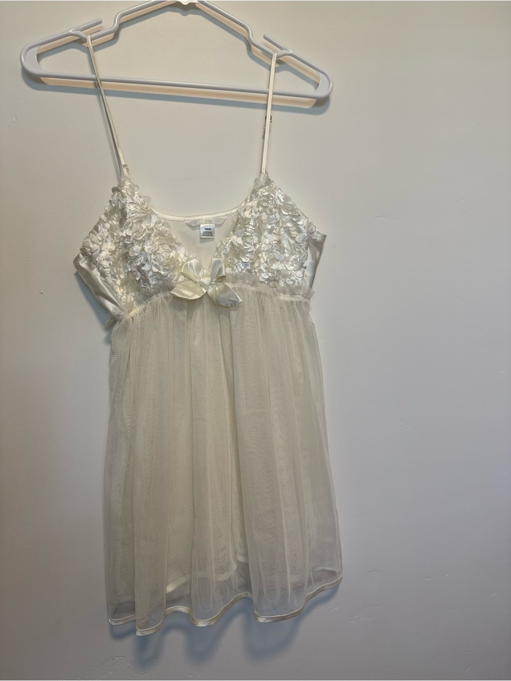 Ivory Floral Appliqué Tulle Babydoll Chemise